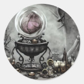 紫の華美クリスタルボールとウィッチクラフトのアイテム ラウンドシール (正面)