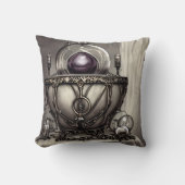 紫の華美クリスタルボールを持つ銀色の釜 クッション (正面)