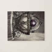 紫の華美クリスタルボールを持つ銀色の釜 ジグソーパズル (横)