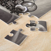 紫の華美クリスタルボールを持つ銀色の釜 ジグソーパズル (側面)