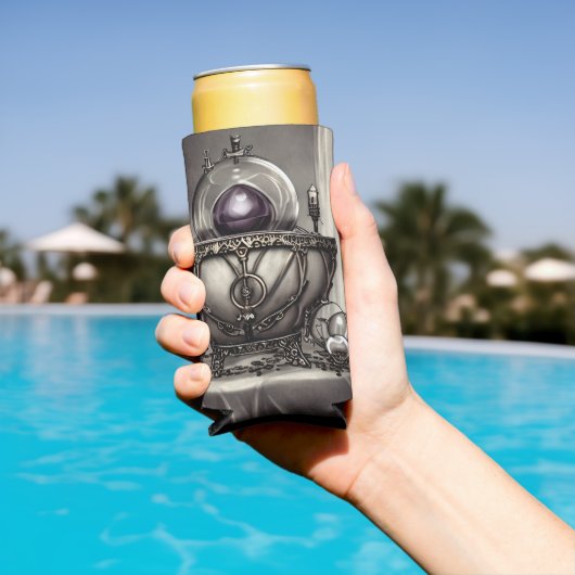 紫の華美クリスタルボールを持つ銀色の釜 スリム缶クーラー (インサイチュ プール)