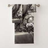 紫の華美クリスタルボールを持つ銀色の釜 バスタオルセット (インサイチュ)