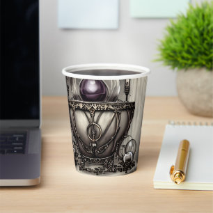 紫の華美クリスタルボールを持つ銀色の釜 紙コップ