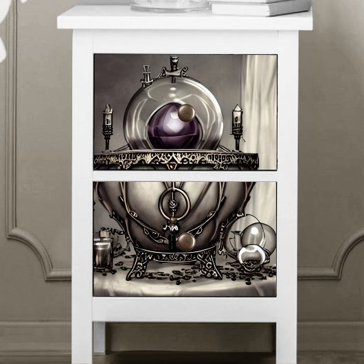 紫の華美クリスタルボールを持つ銀色の釜 薄葉紙