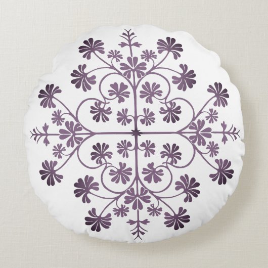 紫の華美幾何学的パターン ラウンドクッション (正面)