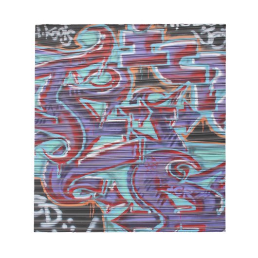 紫の落書きオン・シャッター ノートパッド (正面)