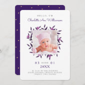 紫の葉のフローラリース誕生のお知らせ 案内状 (正面/裏面)