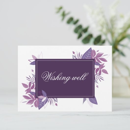 紫の葉の結婚式の願い事の井戸。植物学 エンクロージャーカード (スタンド正面)