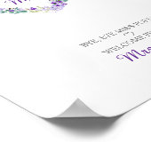 紫の葉の花の水彩ハート ポスター (角)