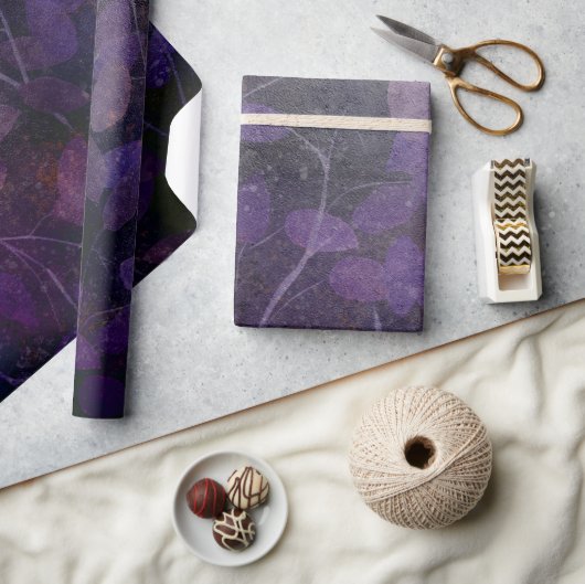 紫の葉を黒に ラッピングペーパー (クラフト)