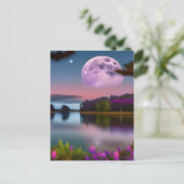 紫の葉ムーンと穏やかな湖 ポストカード (スタンド正面)