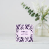 紫の葉水玉模様はピンクのフローラ スクエア名刺 (スタンド正面)