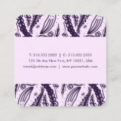 紫の葉水玉模様はピンクのフローラ スクエア名刺 (裏面)