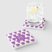 紫の葡萄酒ヴィンテージ果実模様 ストーンコースター (横)