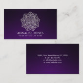 紫の蓮の曼荼羅の生命の真珠花 名刺 (正面/裏面)