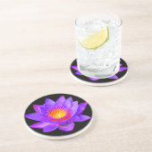 紫の蓮の花オンブラック コースター (側面)