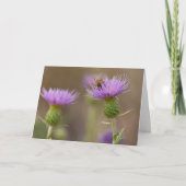紫の蓼科の花の忙しい蜂の写真 おめでとうございます カード (正面)