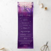 紫の薄紫とピンクのハートの葉結婚の木の三角形 –  三つ折り招待状 (内部)