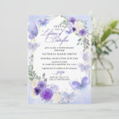 紫の薄紫の生涯蝶のブライダルシャワー 招待状 (スタンド正面)