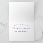 紫の薄紫の花の後の雨模様 カード (内部)