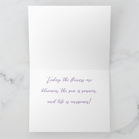 紫の薄紫の花の後の雨模様 カード (内部)