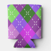 紫の薄紫アーガイル紫と緑パーソナライズされた 缶クーラー (裏面)