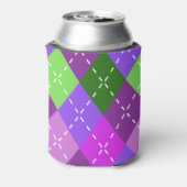 紫の薄紫アーガイル紫と緑パーソナライズされた 缶クーラー (缶裏面)