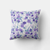 紫の薄紫エレガントフローラオン白 クッション (裏面)