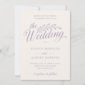 紫の薄紫エレガント素朴ヴィンテージ結婚スクリプト 招待状 (正面)