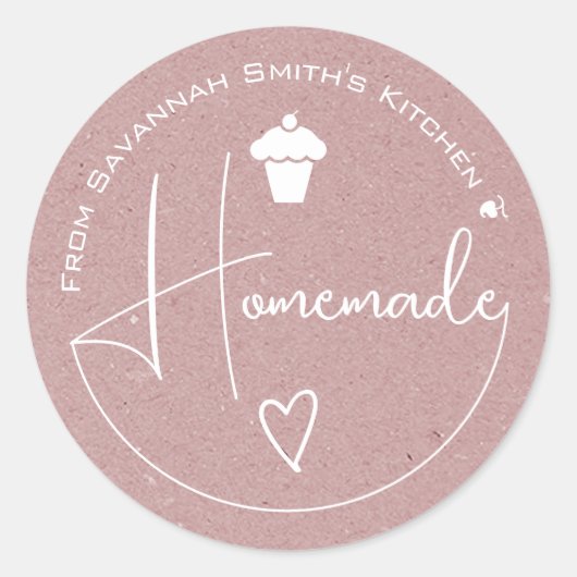 紫の薄紫クラフトのキッチンから手作り ラウンドシール (正面)