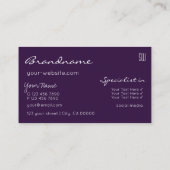 紫の薄紫グラデーショングリッター星(モノグラム) 名刺 (裏面)