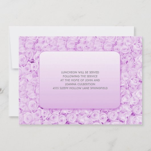 紫の薄紫バラの写真を見るカスタムRst Communion 招待状 (裏面)