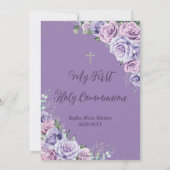 紫の薄紫フローラシルバーファースト聖餐式 招待状 (裏面)