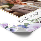 紫の薄紫フローラ写真写真葬式デジタル ポスター (角)