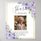 紫の薄紫フローラ写真葬儀共有aメモリ ポスター (正面)