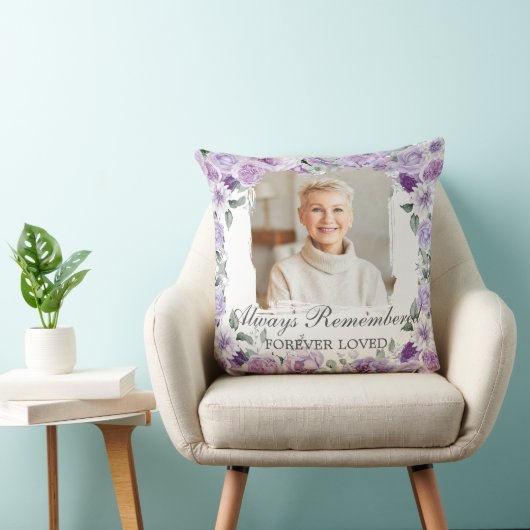 紫の薄紫フローラ写真葬式で愛の記憶 クッション (椅子)