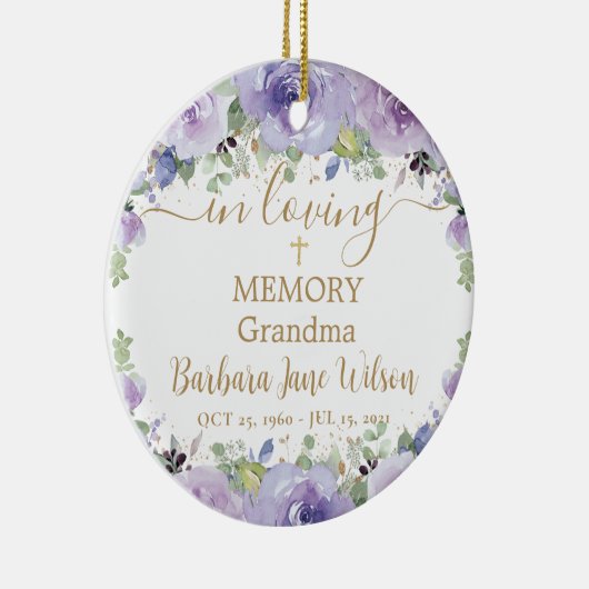 紫の薄紫フローラ愛のメモリアル写真 セラミックオーナメント (右)