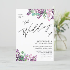 紫の薄紫フローラ水の色すべて結婚の 招待状