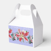 紫の薄紫フローラ結婚リリーのケーキの箱 フェイバーボックス (裏面サイド)