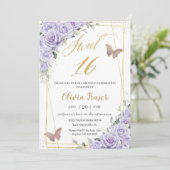 紫の薄紫フローラ蝶の甘い16 16 招待状 (スタンド正面)
