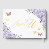 紫の薄紫フローラ蝶金ゴールド甘い16フォイル ゲストブック (裏面)