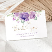 紫の薄紫フローラ金ゴールドの赤ちゃん感謝していシャワーあなた カード