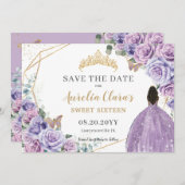紫の薄紫フローラ金ゴールドキンセアニェラSweet sixteen セーブザデート (正面/裏面)