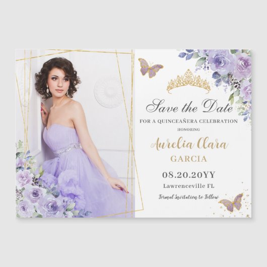 紫の薄紫フローラ金ゴールドキンセアニラ日付を保存 (正面)