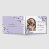 紫の薄紫フローラ金ゴールドメモリアル葬儀の写真 ゲストブック (全面)