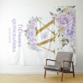 紫の薄紫フローラXVキンセアニラQuince背景 タペストリー (インサイチュ(横))