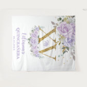 紫の薄紫フローラXVキンセアニラQuince背景 タペストリー (正面(横))