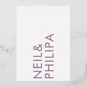 紫の薄紫モダン名シンプル 箔招待状 (裏面)