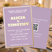 紫の薄紫モダン金ゴールドタイポグラフィバイオレットエレガント 箔招待状