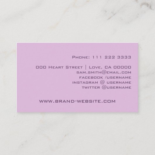 紫の薄紫大理石のマーブルエレガント書道 名刺 (裏面)